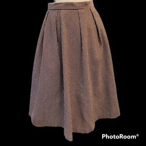 Forever 21 Womens Midi A Line Pleated Flare Red White Checkered Skirt 1950s Look